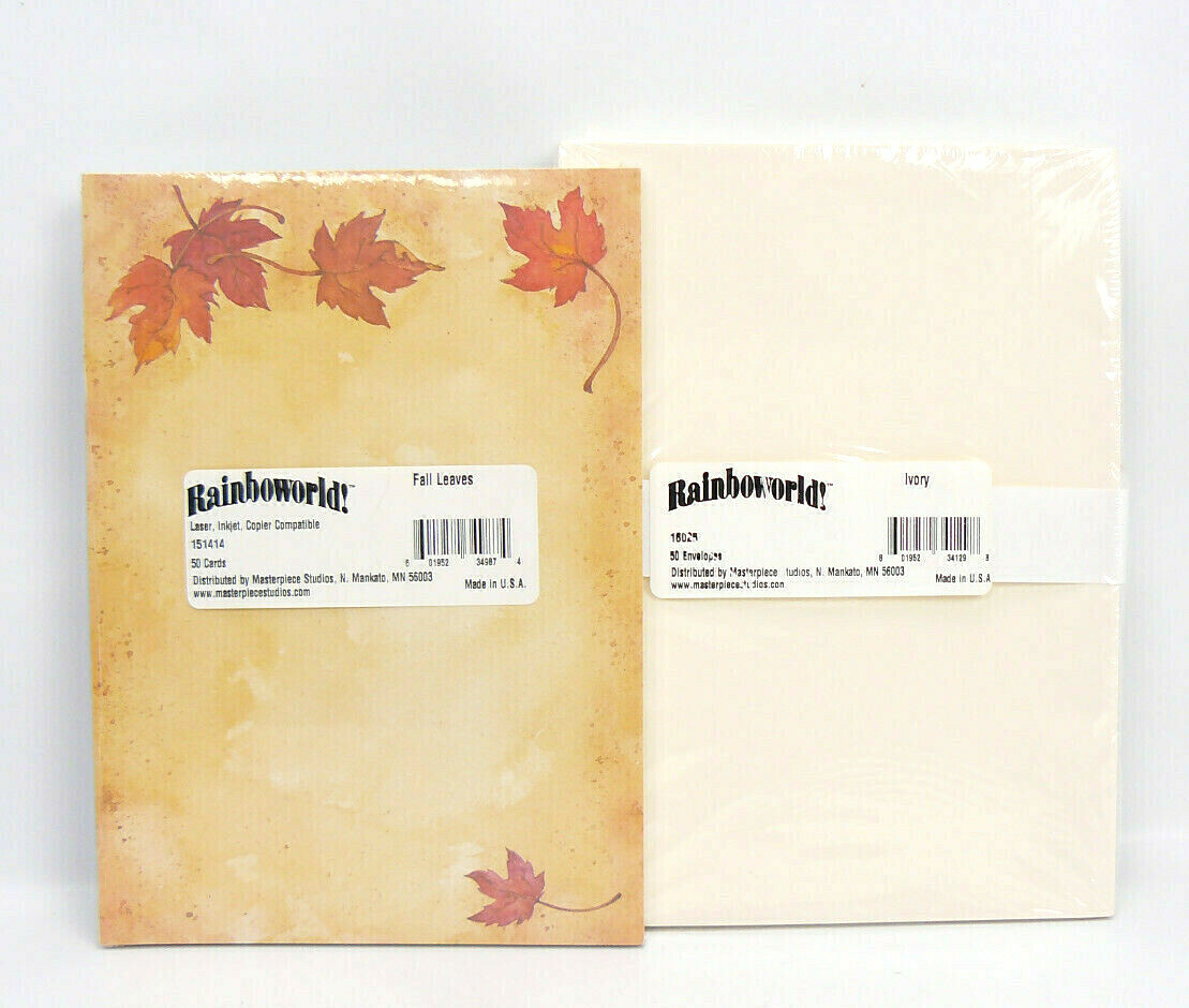 Rustic Fall Leaves 5.5″ x 7.75″ INVITATIONS 50 Cards AND 50 ENVELOPES New-Sealed