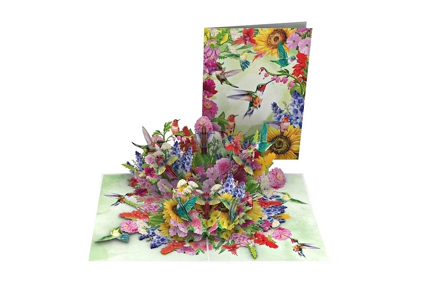 3D Pop Up Greeting Card Hummingbird Bird Flower Floral Birthday Mom Mother’s Day