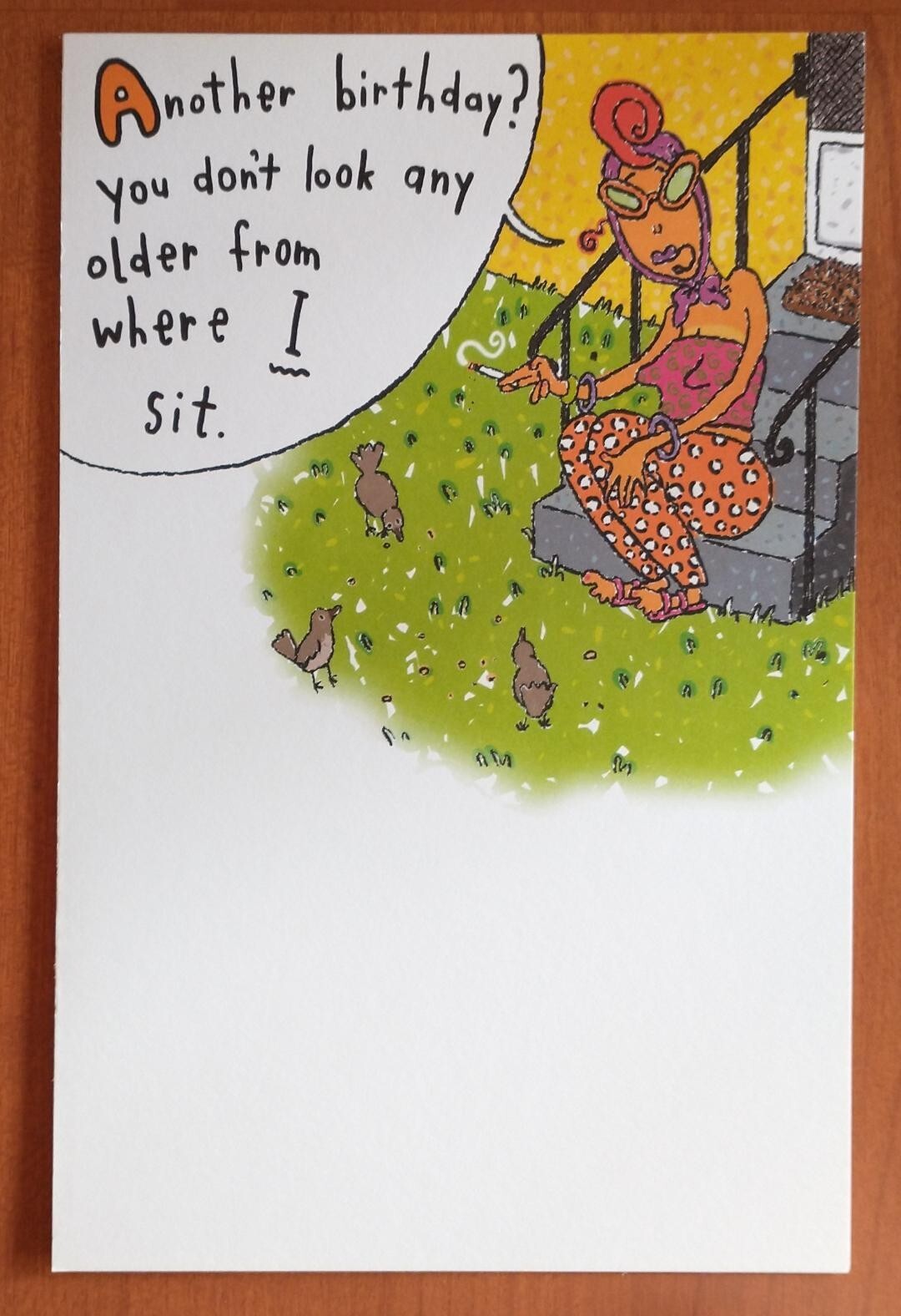 Happy Birthday Card Funny Humor w/ Elderly Woman