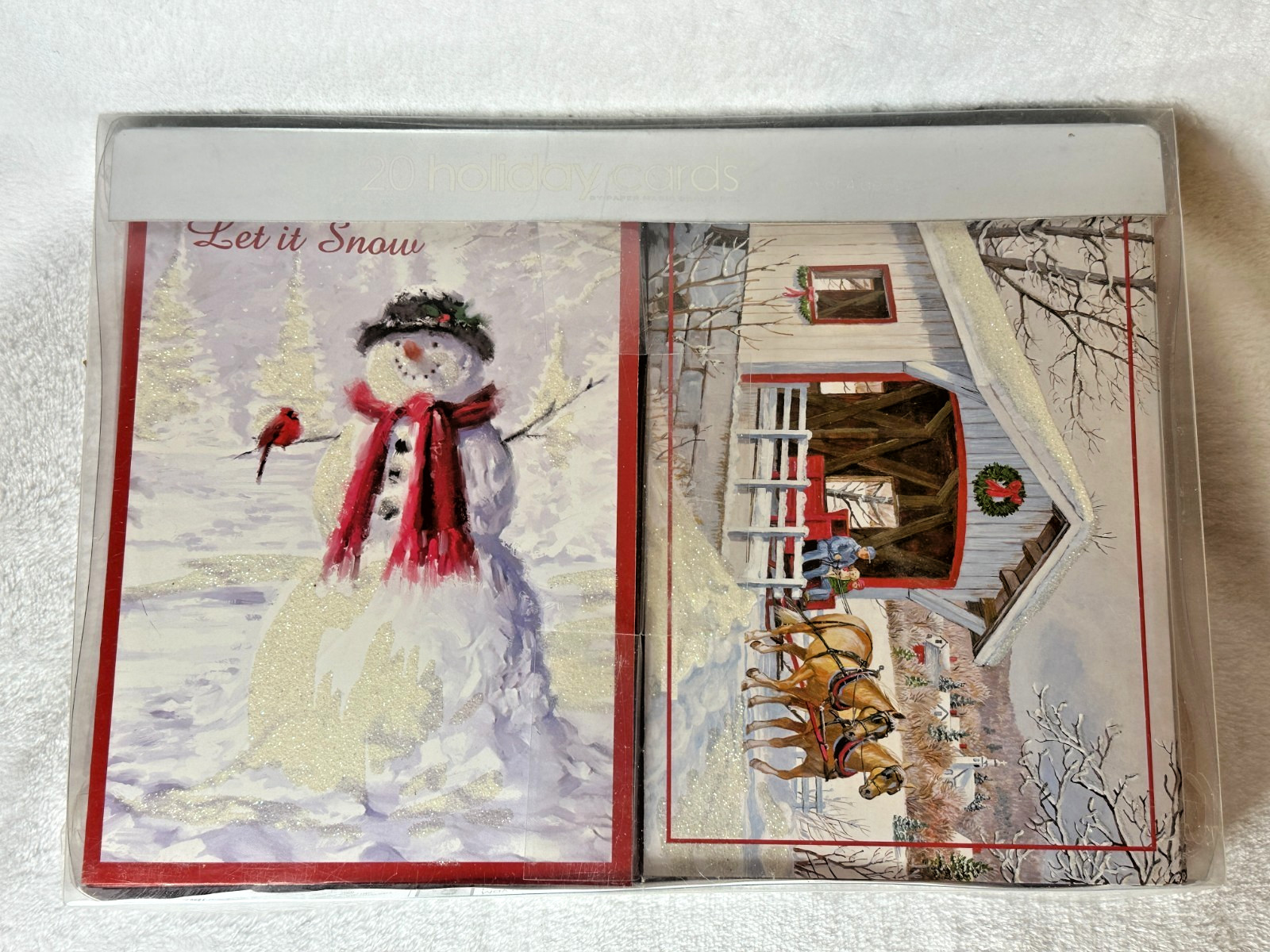 Box of 20 Holiday Christmas Greeting Cards – 5 Each of 4 Designs w/ Envelopes