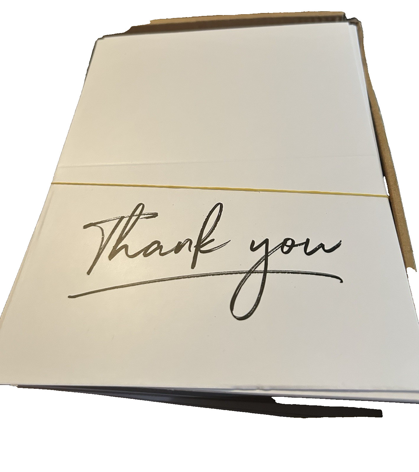 100 Pack White Thank You Cards w/Brown Envelopes Stickers Included Blank Inside
