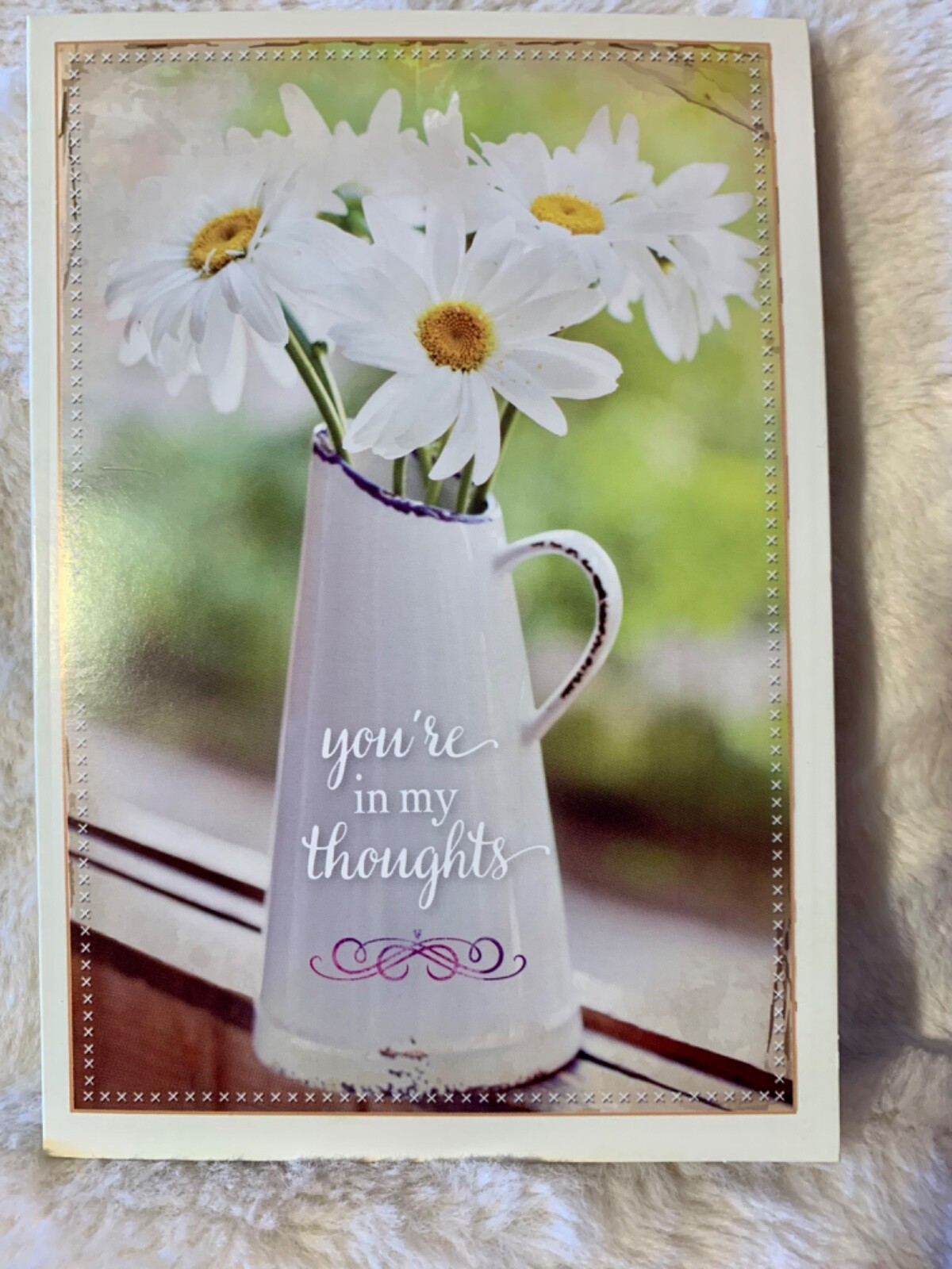 Encouragement Card Rustic Vase with Daisies Beautiful Sentiment and Bible Verse