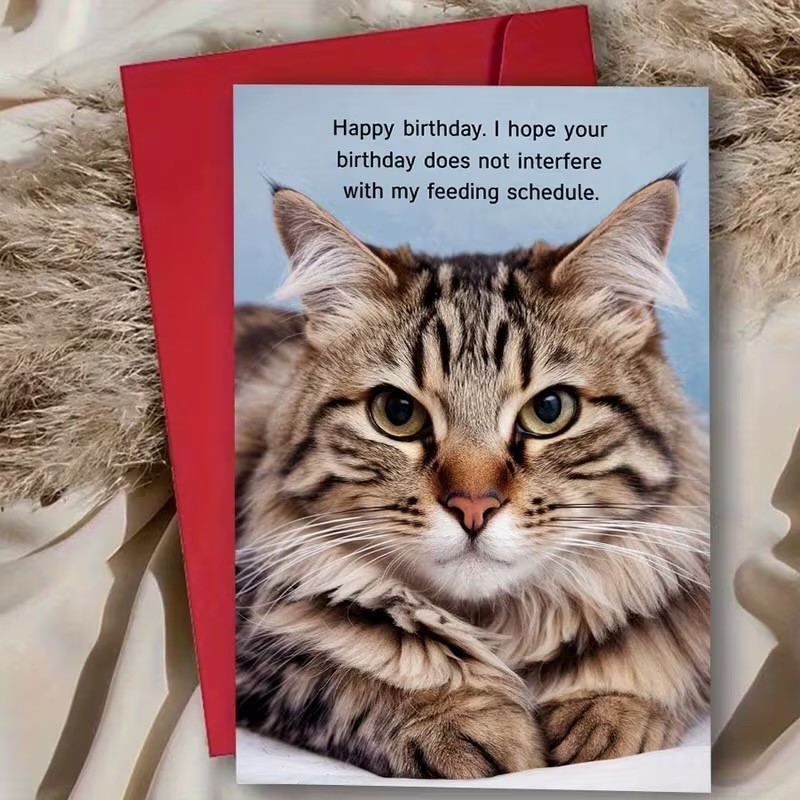 CHARMING CAT BIRTHDAY CARD/BLANK INSIDE