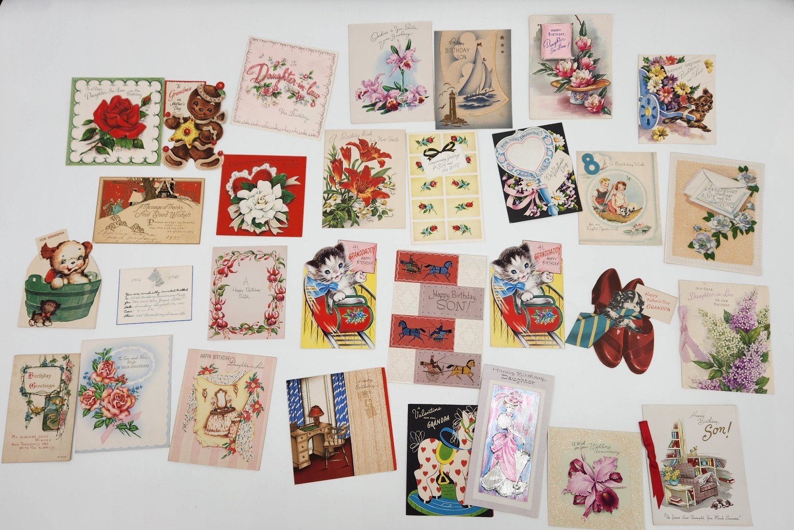 Lot of Vintage & Modern Greeting Cards Birthday, Valentine, Floral, Mixed