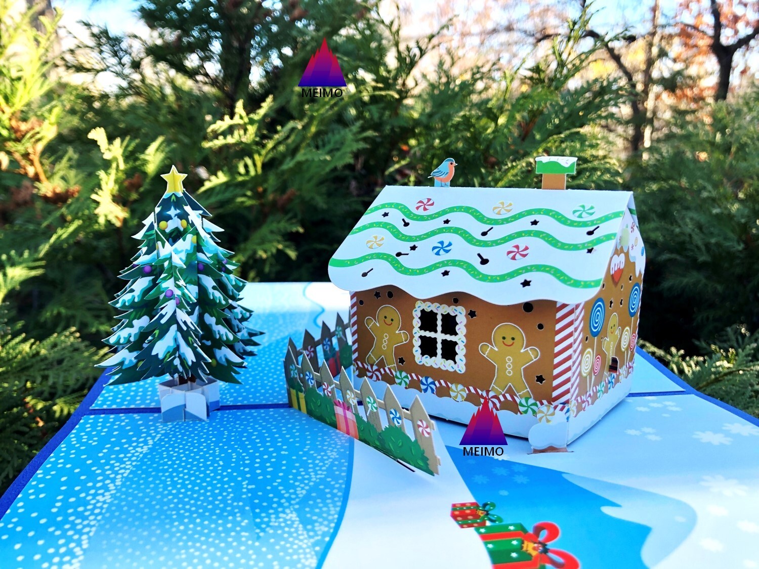 3D Pop Up Greeting Card Merry Christmas Holidays Winter Snow Gift Family Friends