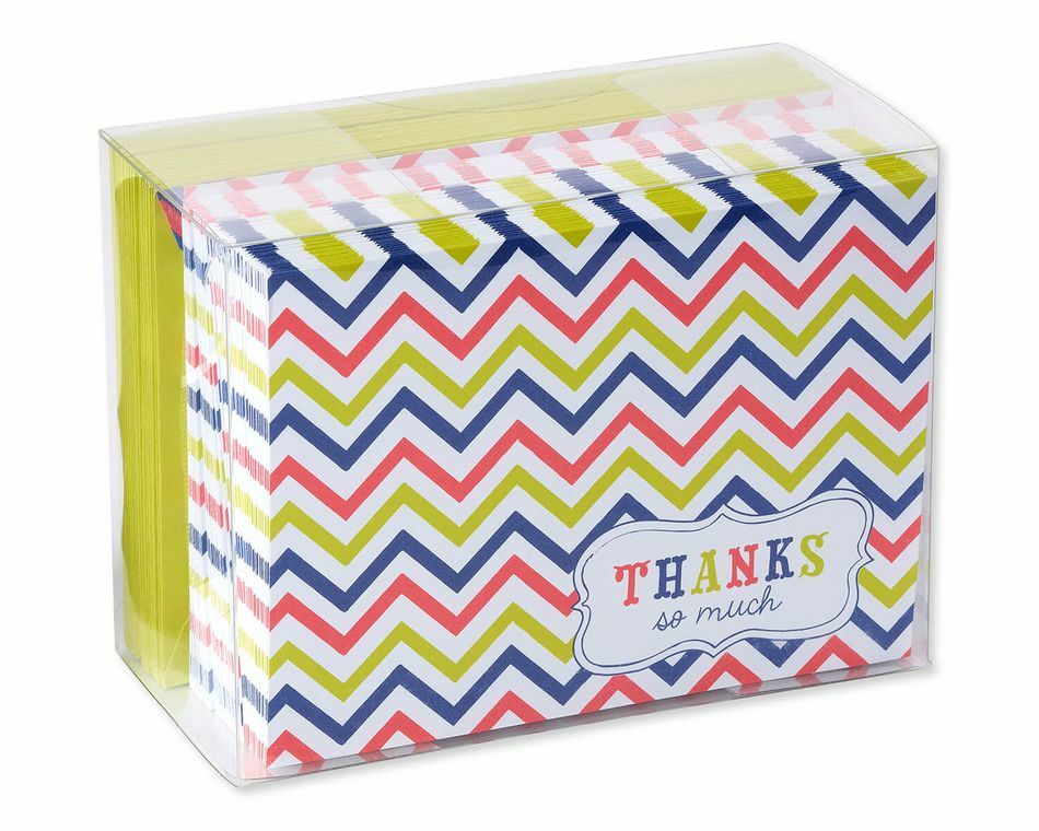 MULTICOLORED CHEVRON THANK-YOU CARDS and ENVELOPES, 50-COUNT