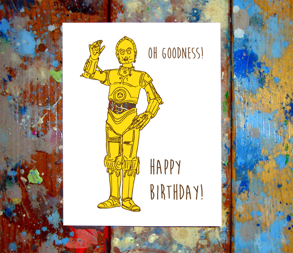 2 Pack – R2D2 & C3P0 Happy Birthday Greeting Card Set, Star Wars, Cards, Sci Fi