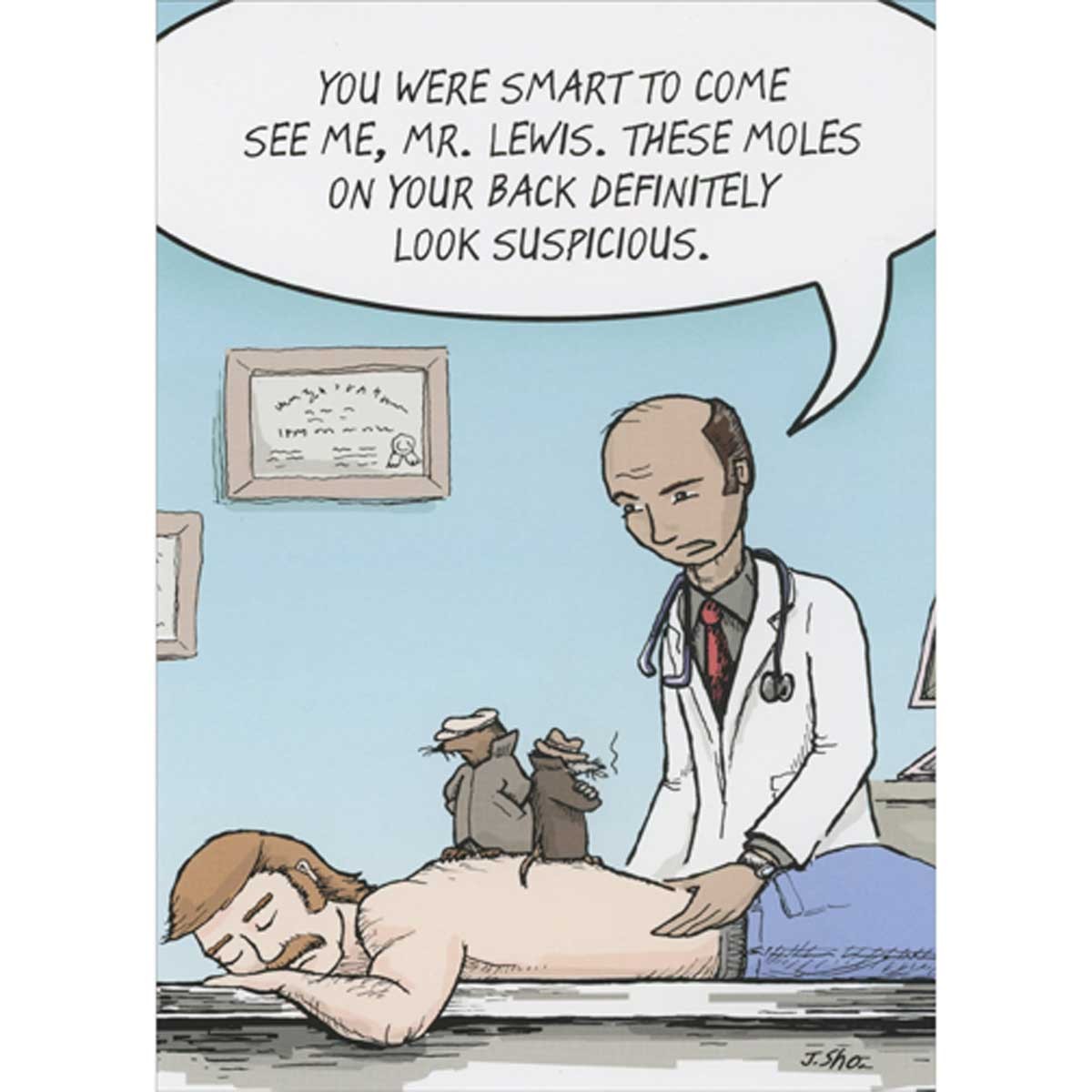Oatmeal Studios Suspicious Moles on Back of Patient Funny Birthday Card for Man