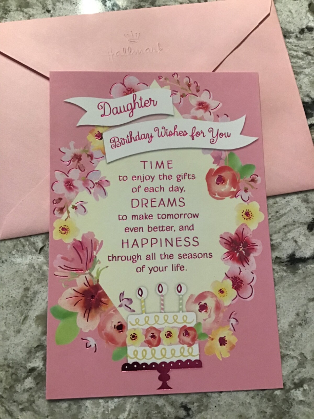 Happy Birthday Daughter Wishes For You 5” X 7” Hallmark Heartline Greeting Card