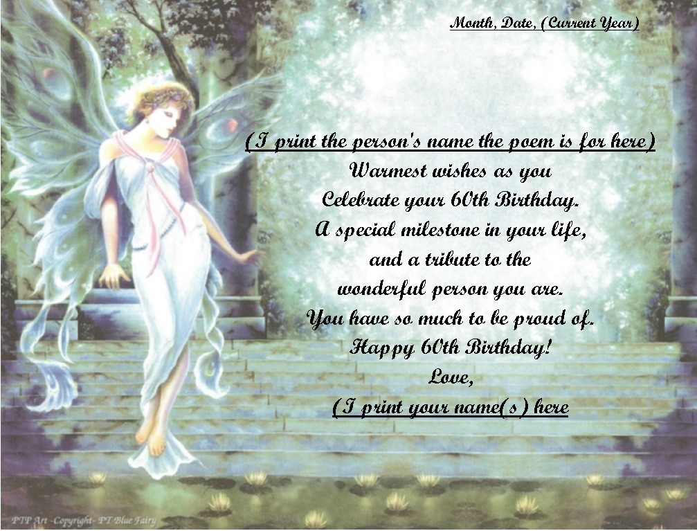 (See all 37 styles) Personalized Poem Gift 4 that Special Person’s 60th Birthday
