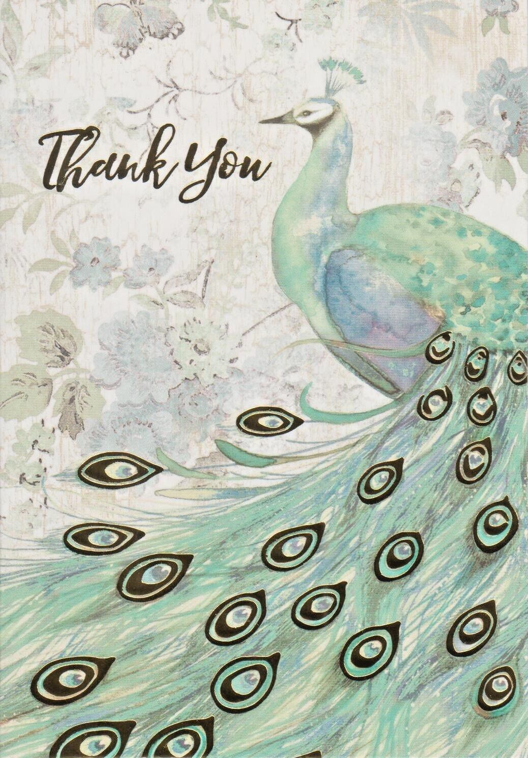 Peacock Bird Proud Feathers Blank Note Thank You Greeting Card