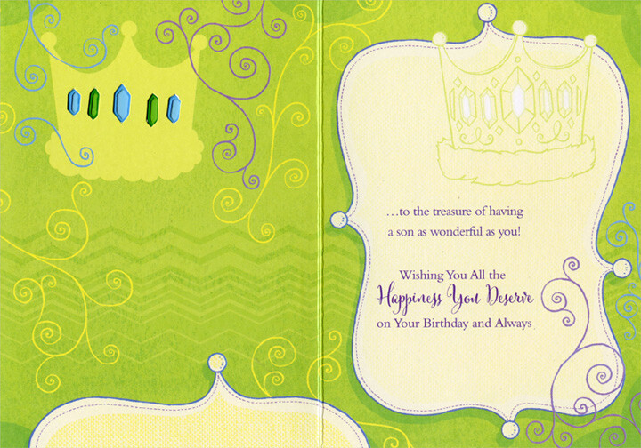 Crown with Colorful Gem Shaped Die Cut Windows Birthday Card for Son
