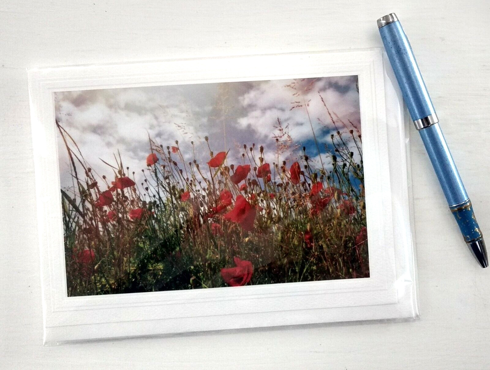 Red Poppy Fields Blank Photo Note Card w/ Envelope, Seller is Photographer