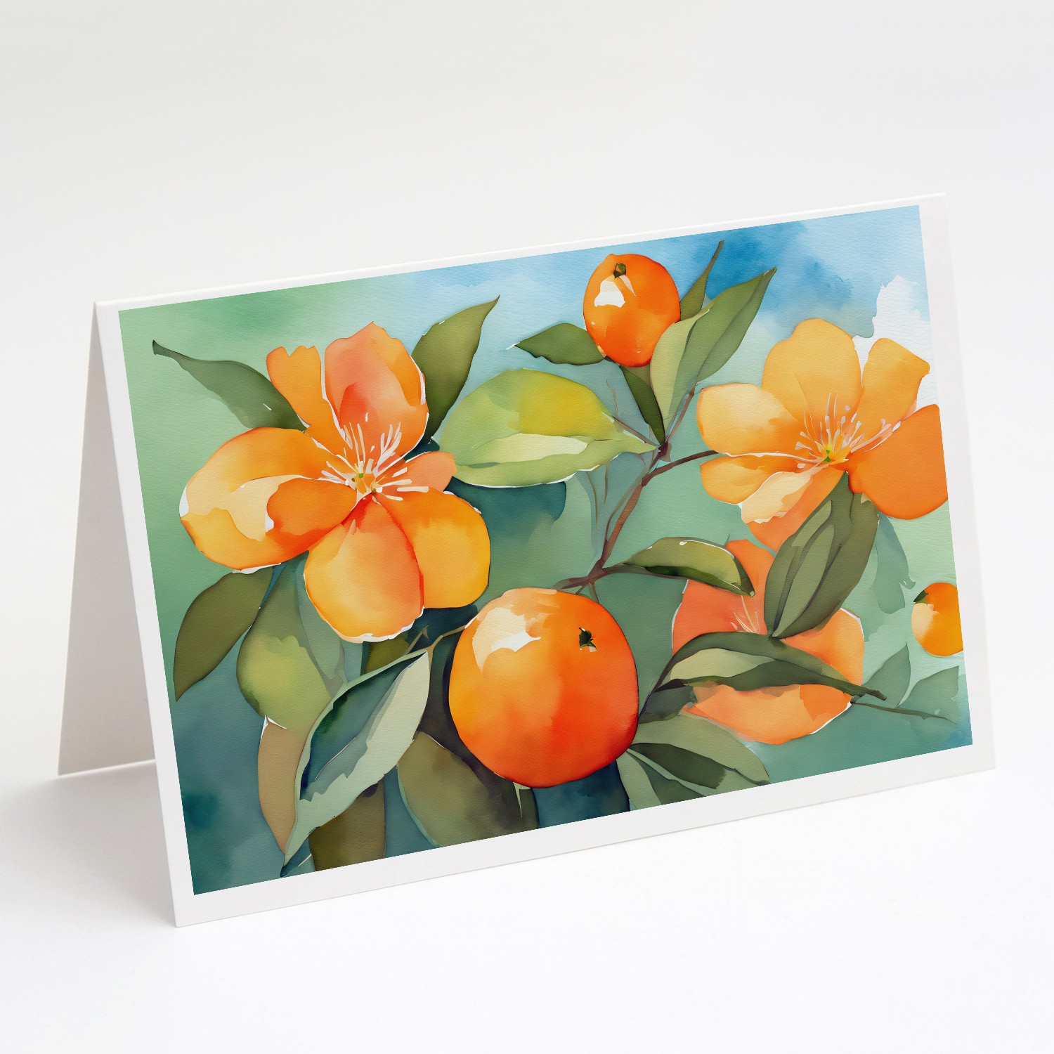 Caroline’s Treasures Florida Orange Blossom Watercolor Greeting Cards Pack of 8