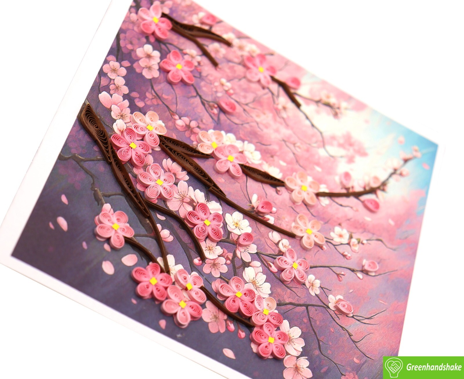 Cherry Blossom Dreams Quilling Greeting Card – Unique Handmade Art.