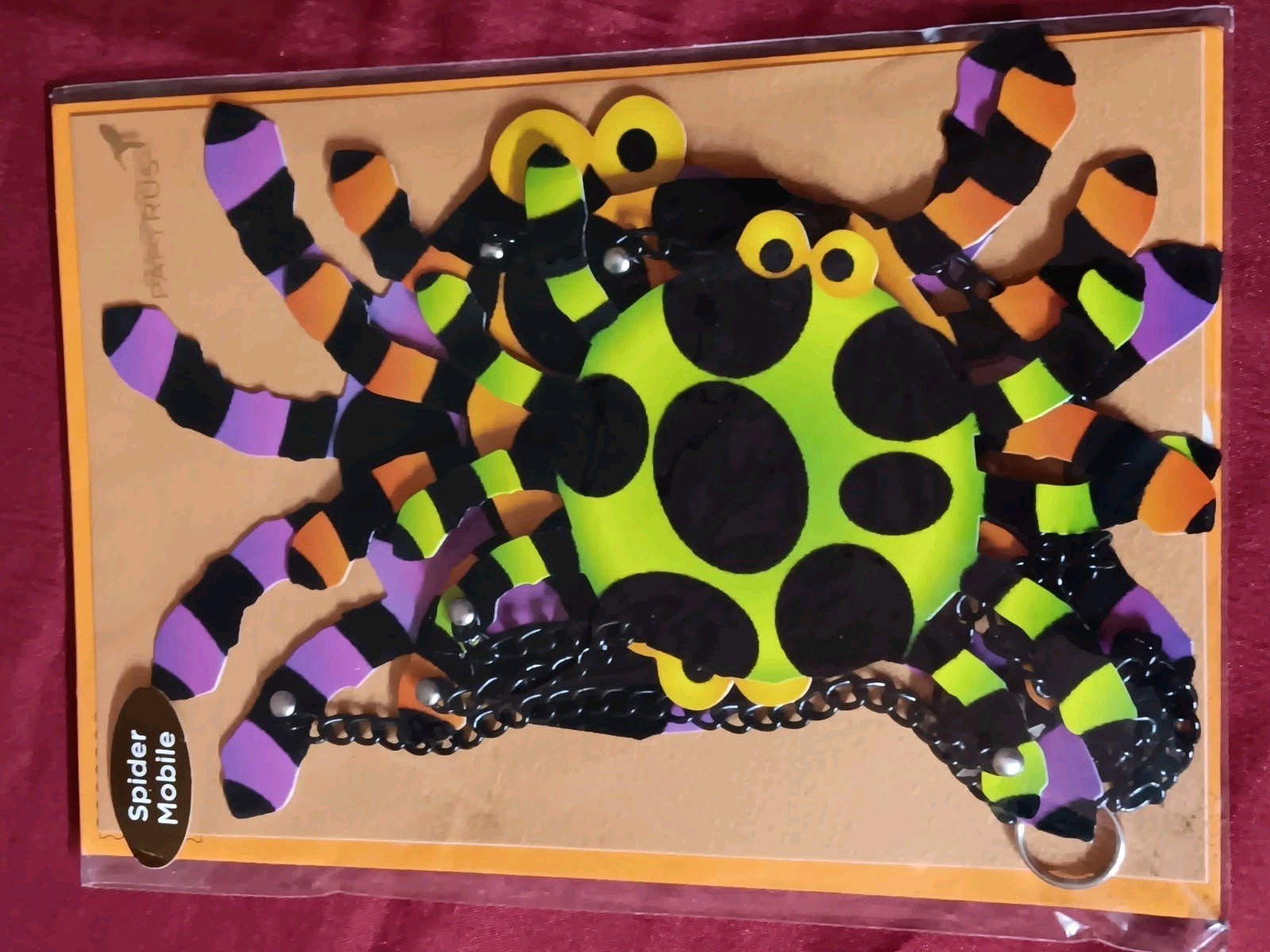 Papyrus Halloween Card Spider Mobile Multi-colored Spiders Metal Chains