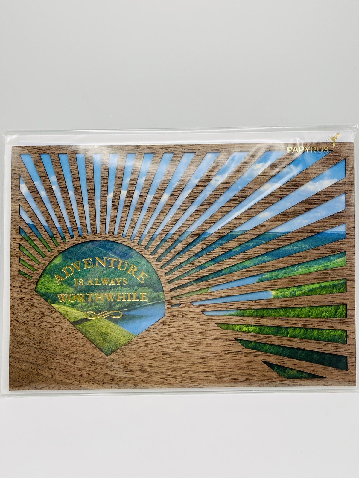 Papyrus Adventure Is Always Worthwhile Blank Card- Made With Real Wood- Rtl $10