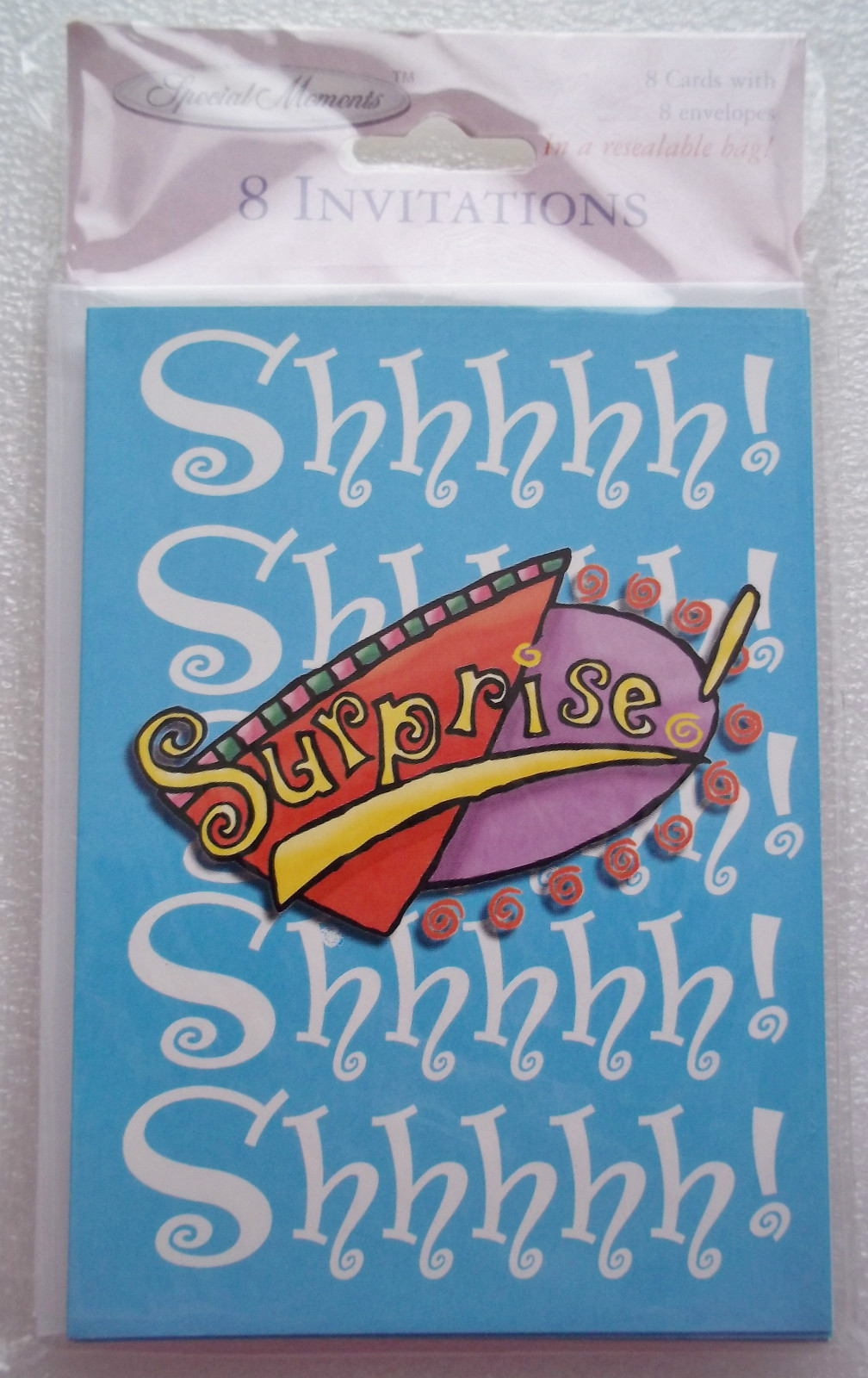 Special Moments 8 Pack of SURPRISE PARTY Invitations Unisex Design
