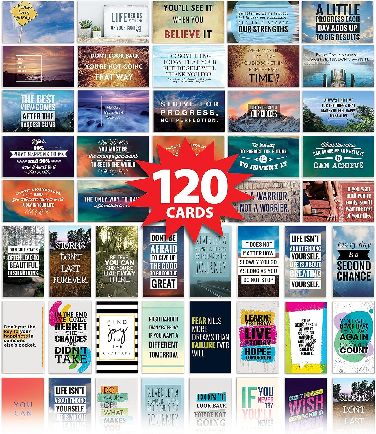 Motivation Inspiration Affirmation Cards, 120 Pack, 2