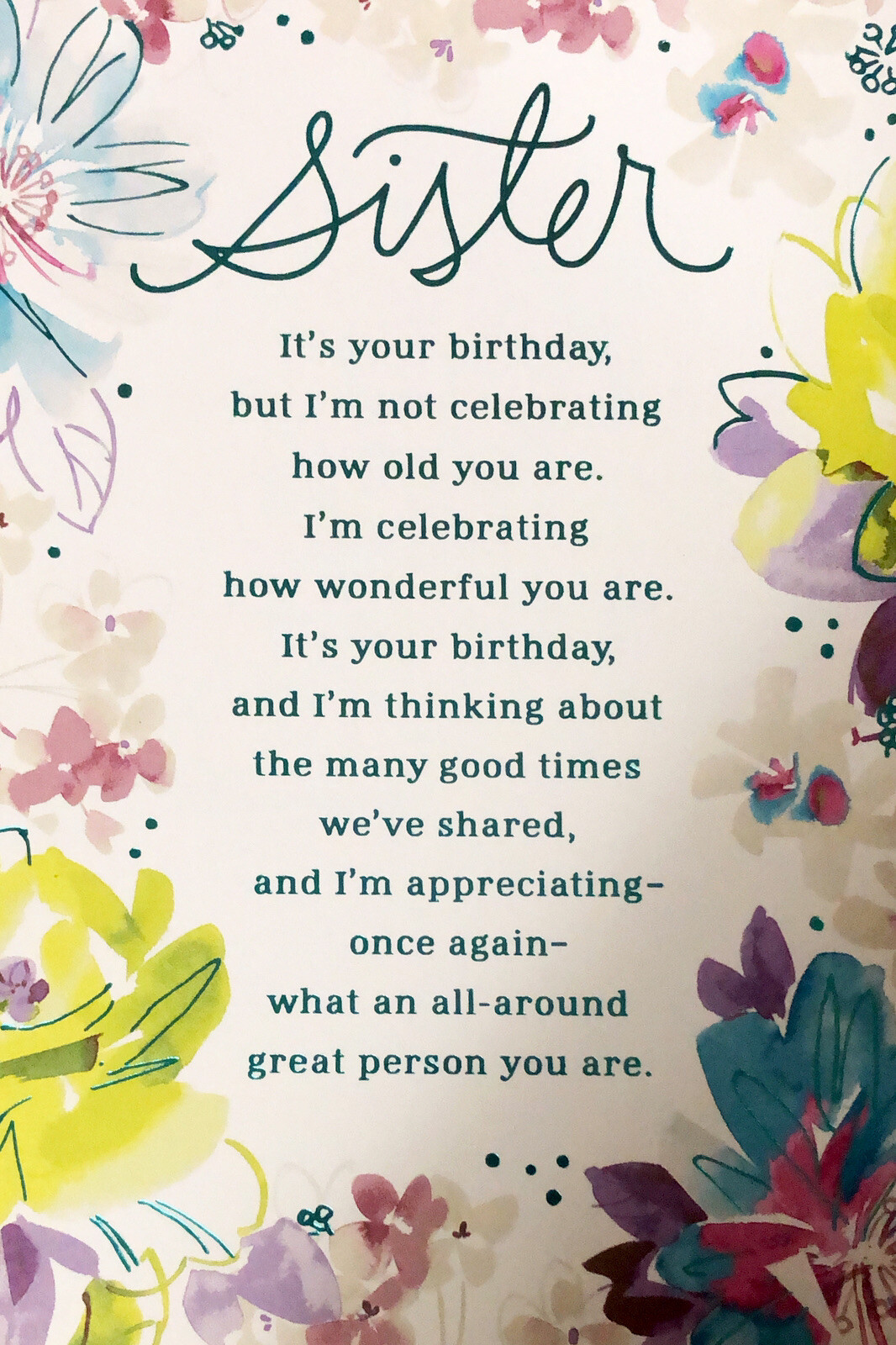 Happy Birthday Sister Beautiful Flowers 5”x7” Hallmark Heartline Greeting Card