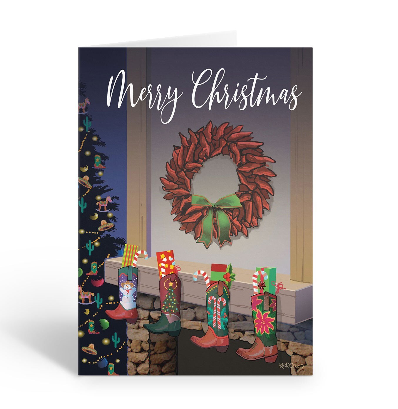 Cowboy Boot Stockings Christmas Cards | Western 18 Cards and Envelopes -40096