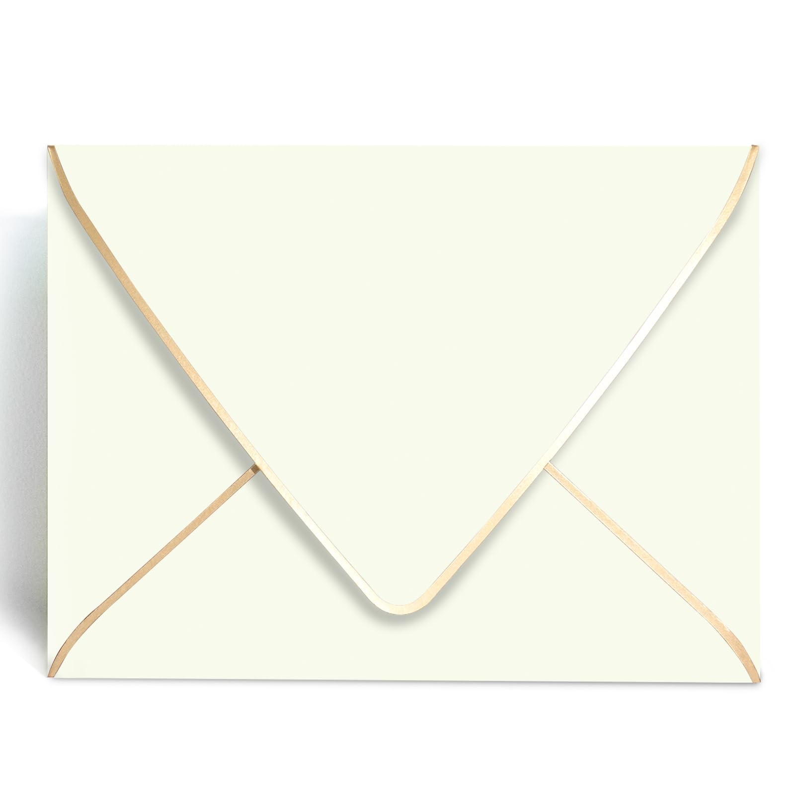 50 PCS A7 Ivory Envelope 5×7 Gold Border Quick Self Seal 5.25×7.25 Inch Card
