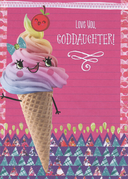 Ice Cream Cone Young Goddaughter Valentines Day Card by Designer Greetings