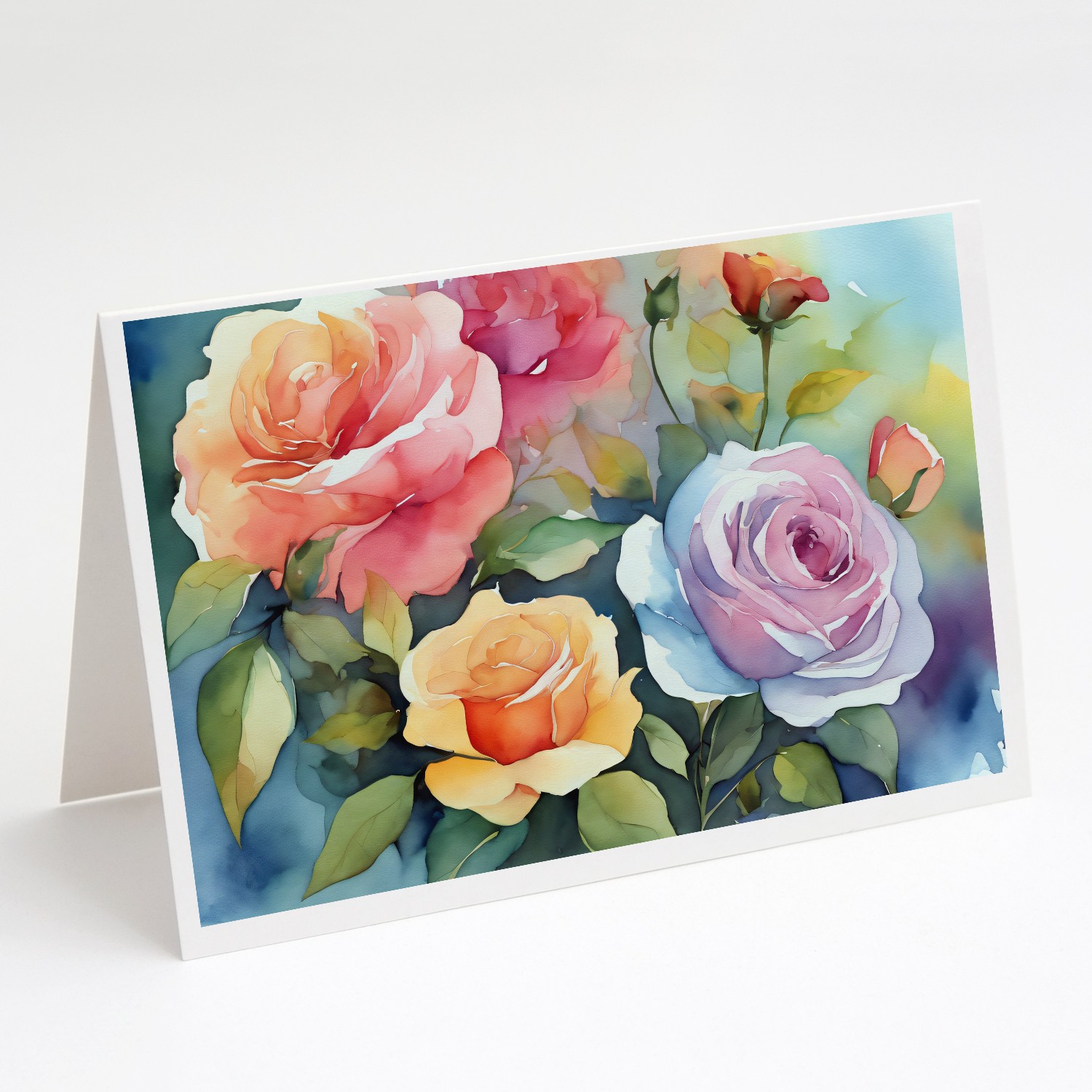 Caroline’s Treasures Roses in Watercolor Greeting Cards Pack of 8 DAC1608GCA7P