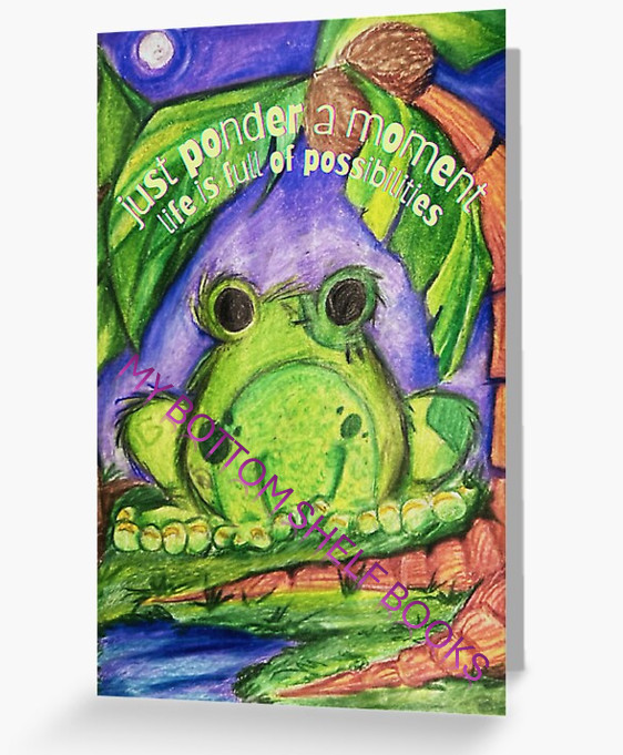 DIGITAL Just Pondering a Moment Frog themed Greeting Cards MBSB-PRINTING REQ’D