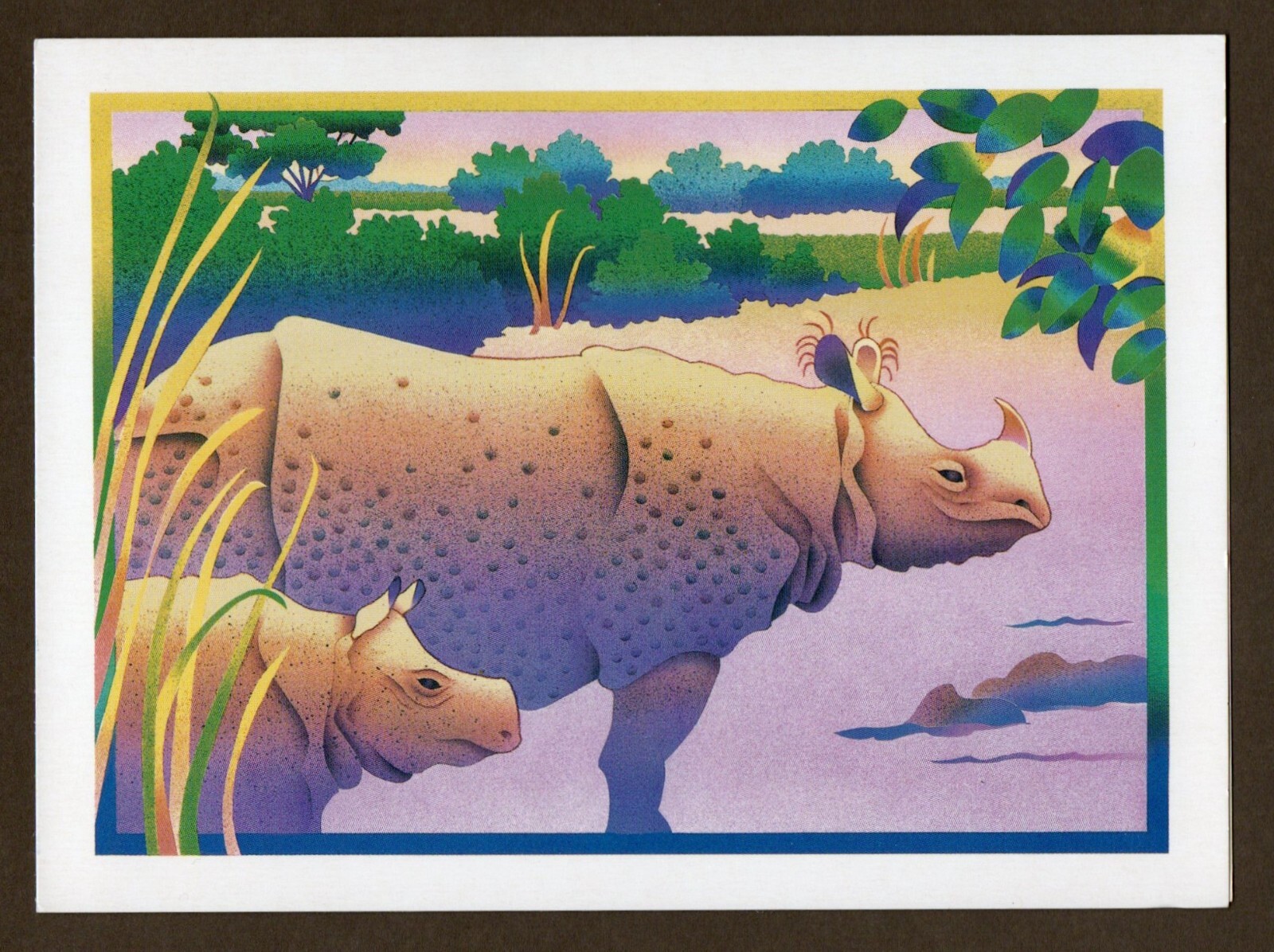 Rhinocerous Greeting Card/Notecard, Blank Inside, All Occasion, World Wildlife F