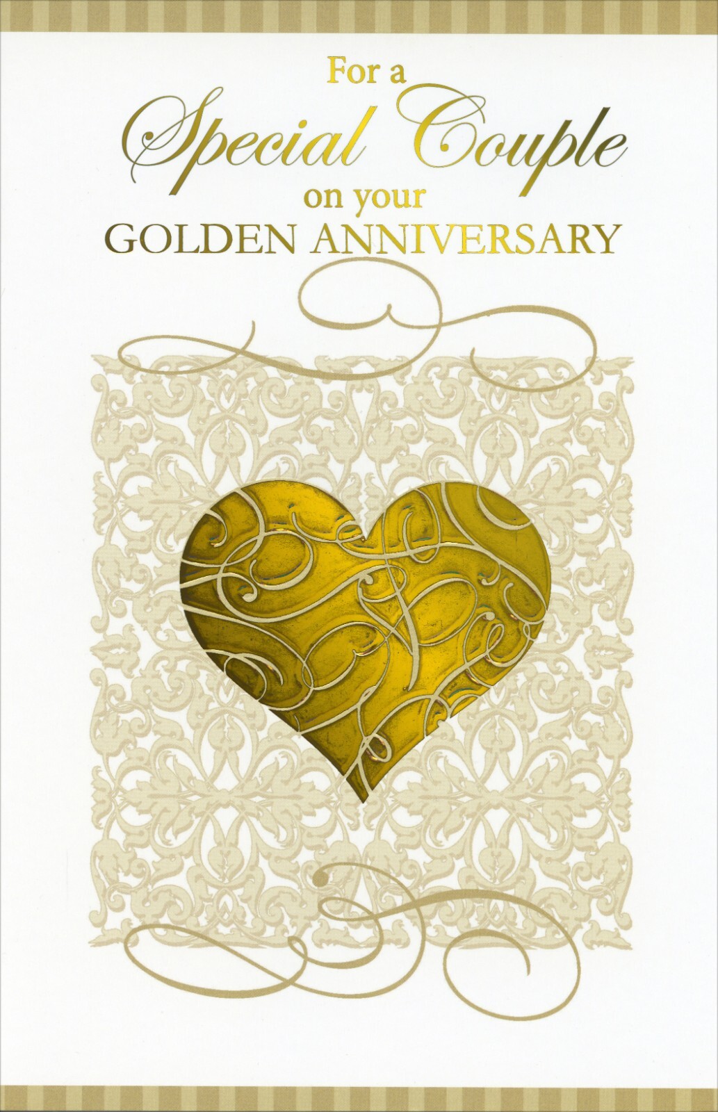 Golden 50TH WEDDING ANNIVERSARY Card, Life of Love by Bella Greetings + Envelope