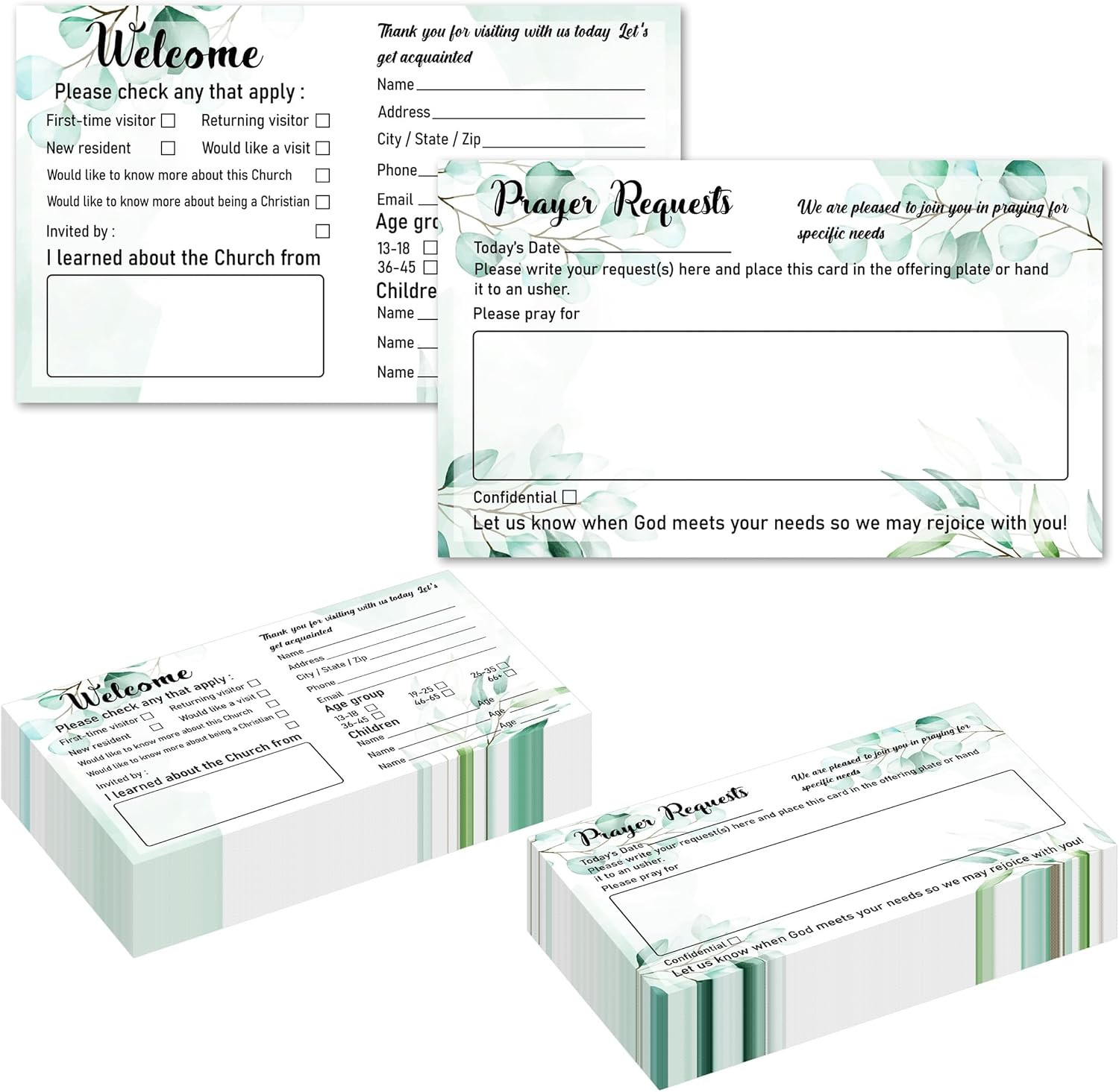 180 Pieces Church Visitor Cards Prayer Request and Welcome Postcard For