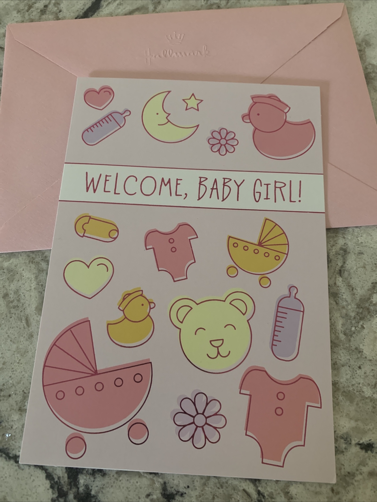Welcome Baby Girl Congratulations Newborn 5”x7” Hallmark Greeting Card