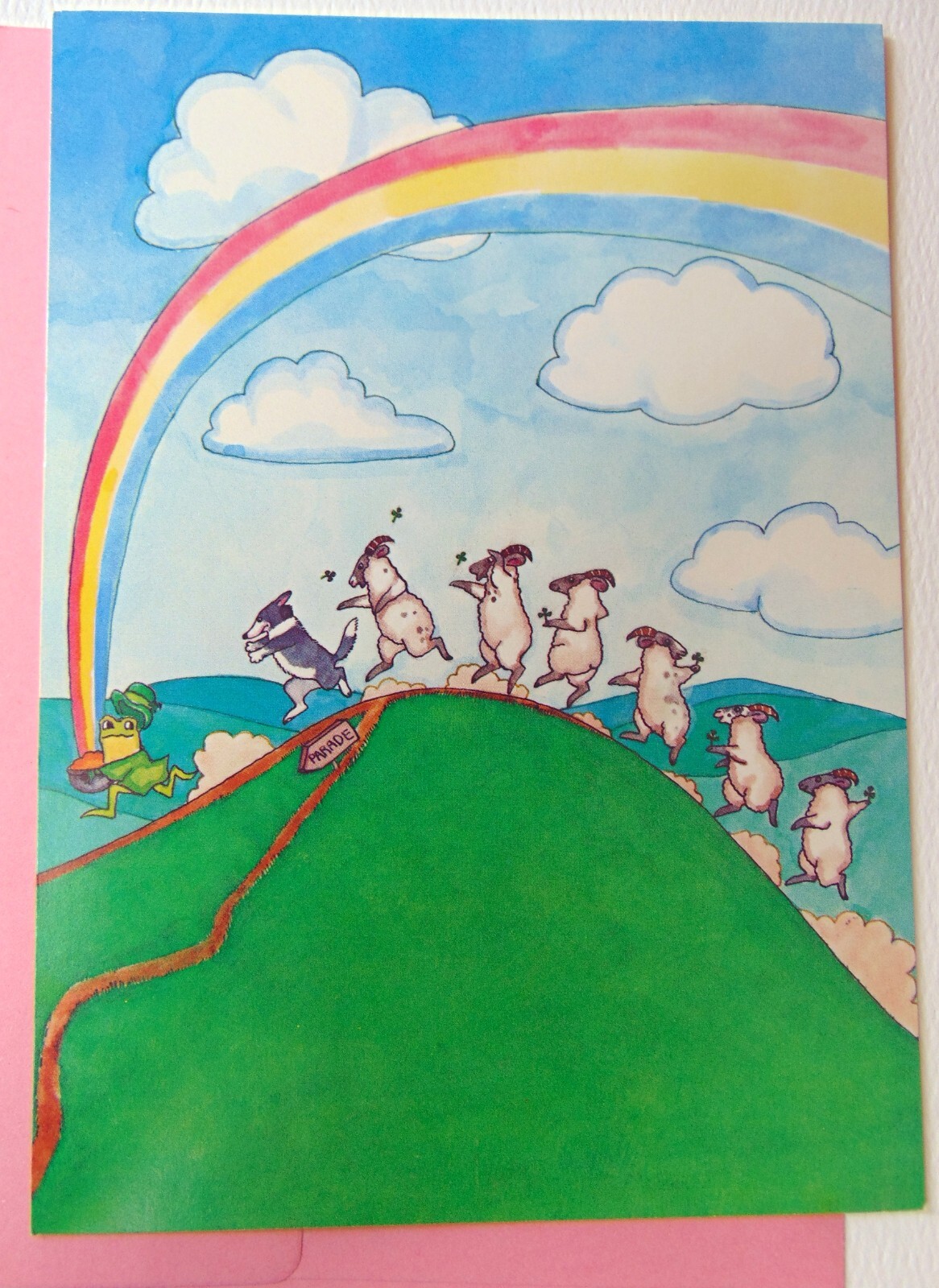1 Vintage , Animals under a rainbow “St. Patrick’s Day” card!!