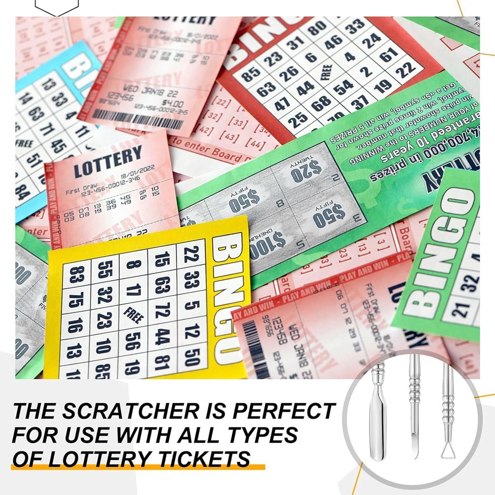 3 Pcs Metal Lottery Ticket Scratcher with Storage Box Lottery Ticket5621