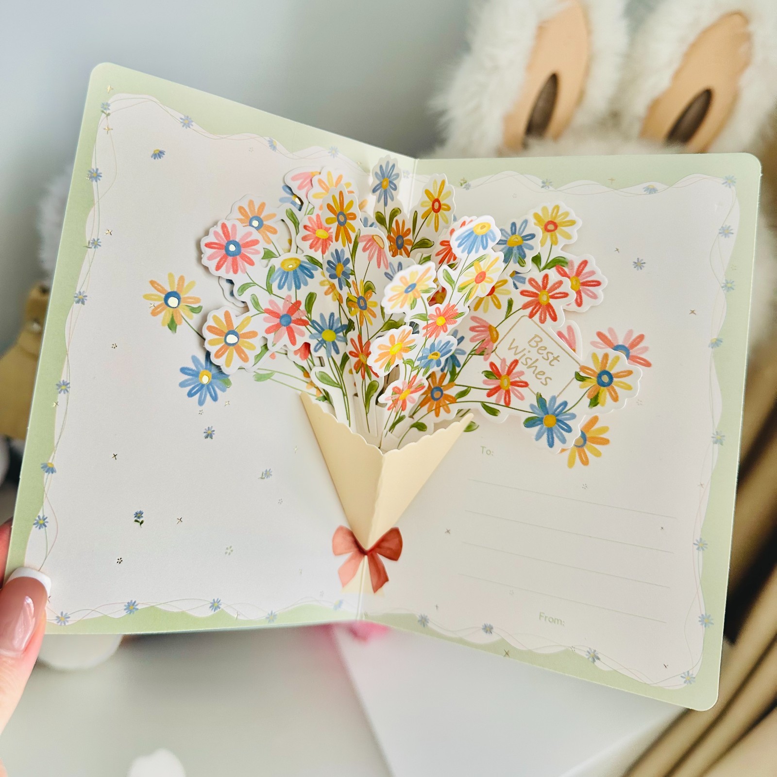 3D Pop Up Daisy Flower Greeting Card Best Wishes Birthday Thank You Gift For Her