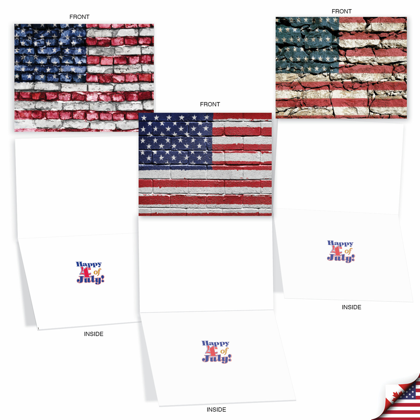 10 Assorted Flag Note Cards – 4th of July, Patriotic AM2013FJG-B1x10