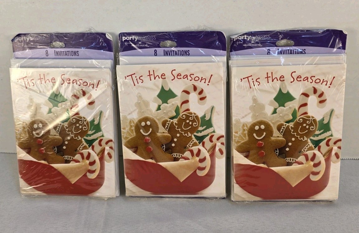 Hallmark Christmas Invitation Card Lot Of 3 New In Pack- 24 Party Invitations