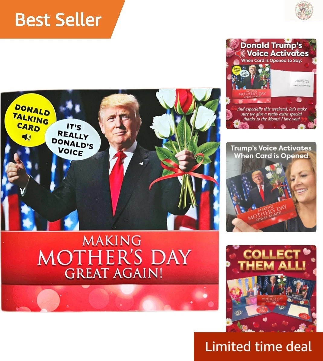 6-Inch Trump Mother’s Day Card with Real Voice – Floral & Funny Keepsake