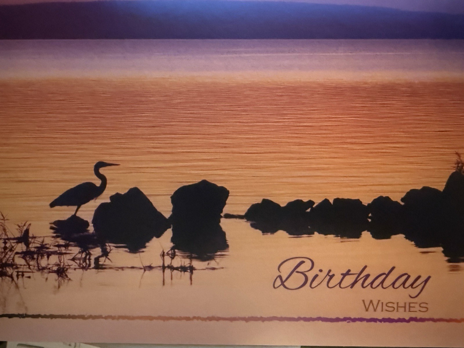 “Birthday Wishes” – birds in the water at sunset – Approx 5″ X 7″