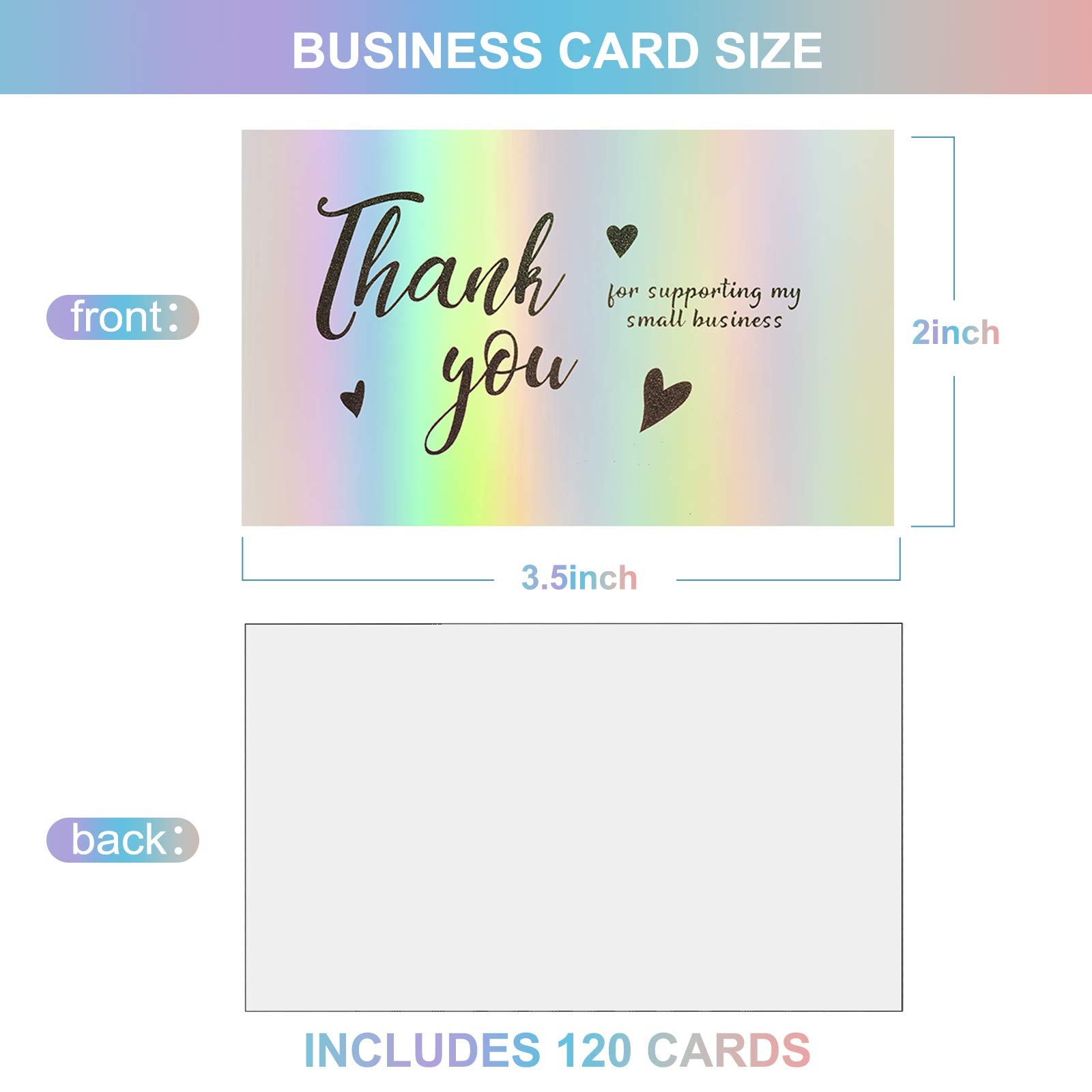 120Pcs Thank You Cards Small Business, Mini 6 Styles 2×3.5 Inch, Silver