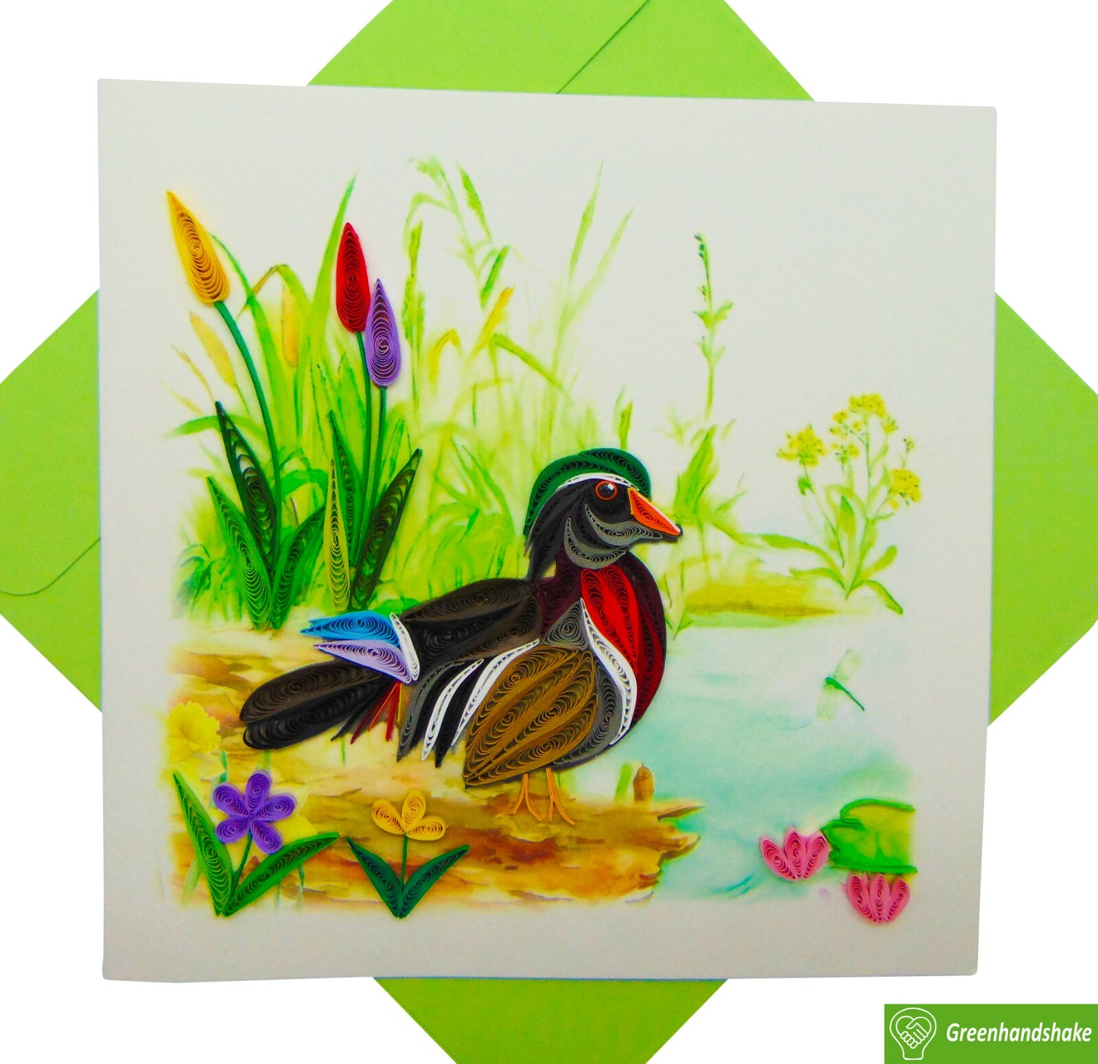 Wood Duck Quilling Greeting Card – Unique Dedicated Handmade Art