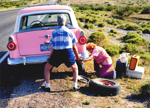Old Couple Changing Tire Funny Anniversary Card Greeting Card by Avanti Press