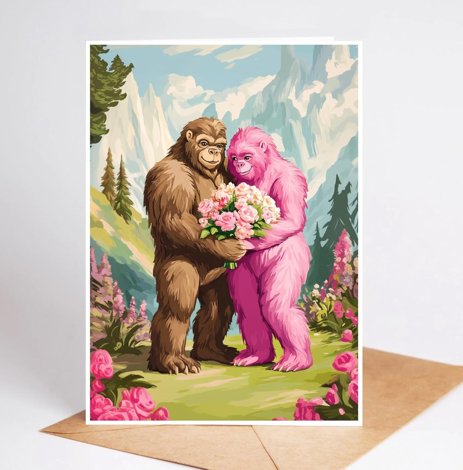 Bigfoot Lovers Anniversary Greeting Card – Bigfoot Dating Memories Card for Boyf
