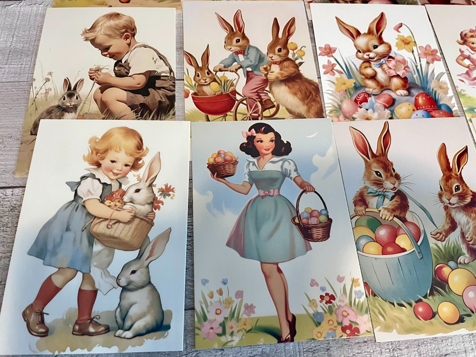 Kids Easter Retro Style Vintage Greeting Postcards, Book Marker 4×6 (20)