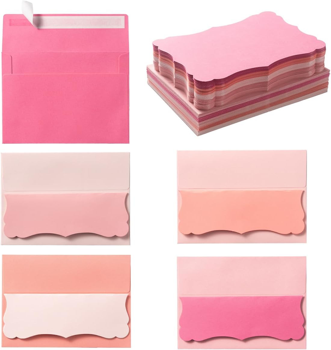 100 Pack A4 Envelopes with Colorful Blank 4X6 Cards Self-Adhesive Business Envel