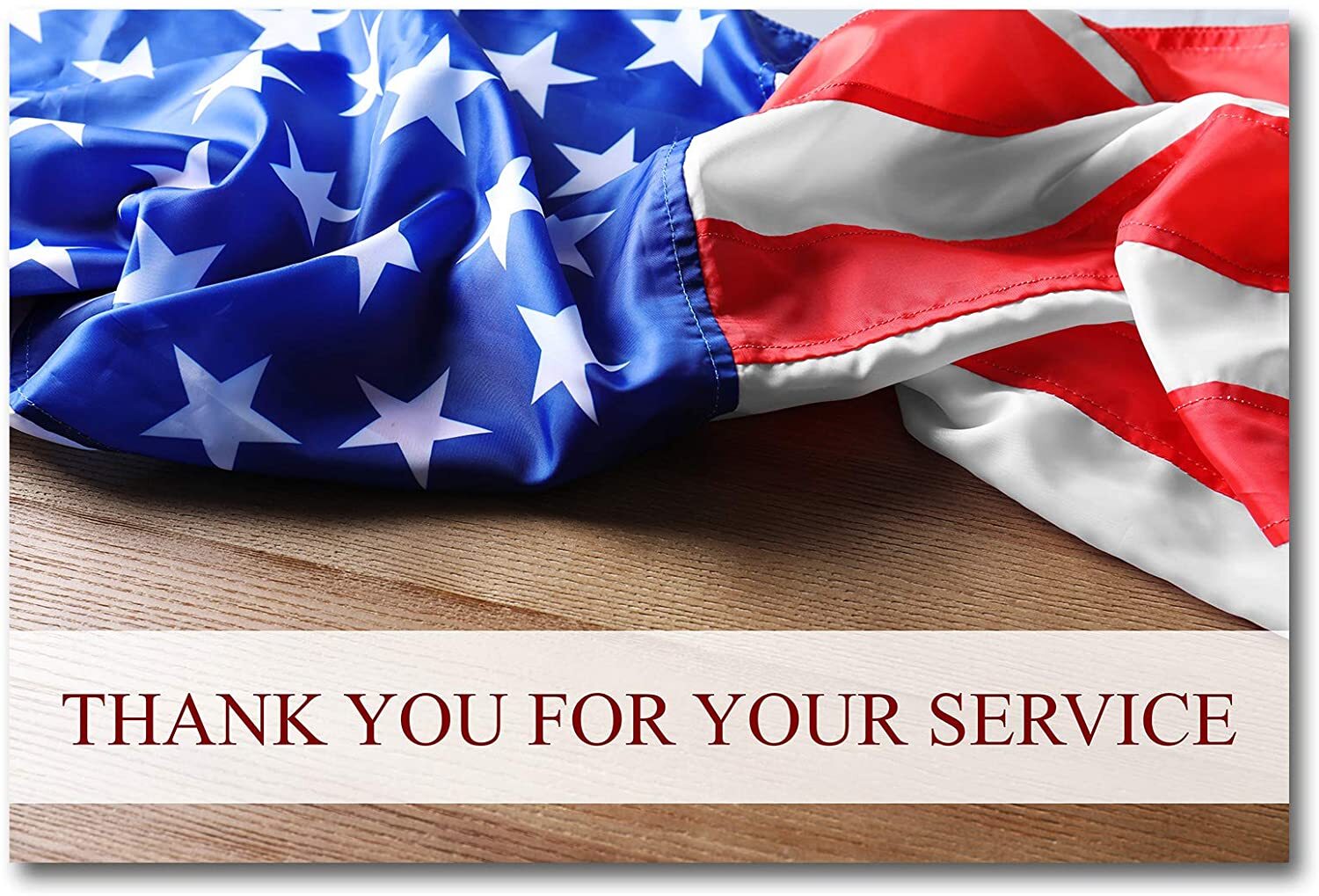 American Flag Thank You For Your Service Cards – Blank Inside- 5.5″ x 4.25″