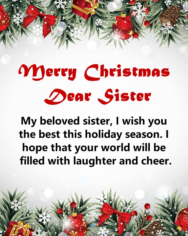 christmas card messages for sister