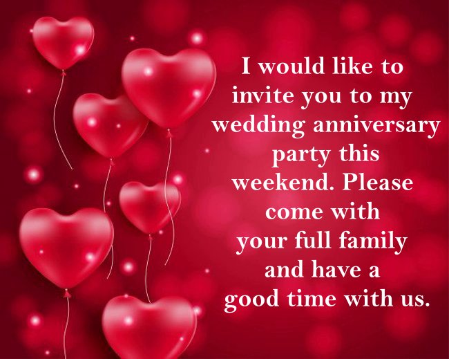Wedding Anniversary Invitation Messages