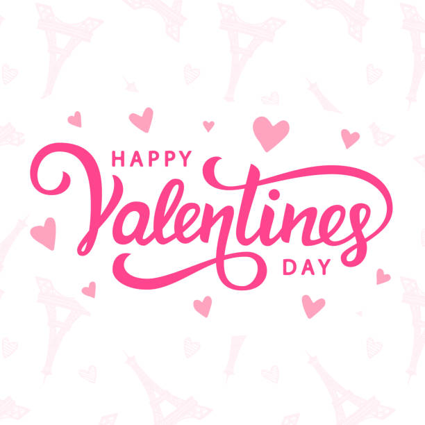 Happy Valentines Day typography poster with handwritten